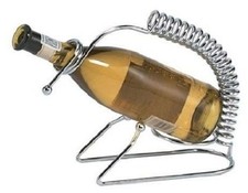 23cm Chrome-Plated Metal Single Wine Bottle Holder, Freestanding Display Rack
