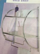 2 TIER CHROME Deco WALL SHELF W/ TOWEL BAR KITCHEN BATHROOM Modern Spirit Home