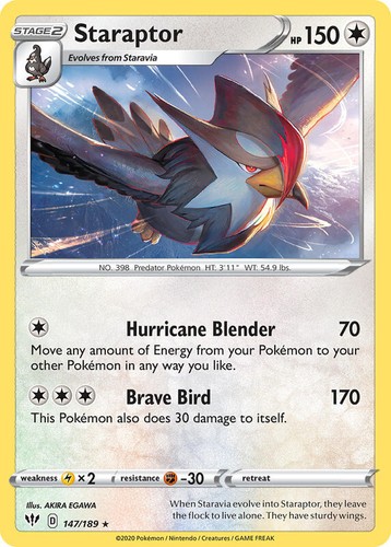 Staraptor 147/189 Rare Darkness Ablaze Pokemon TCG