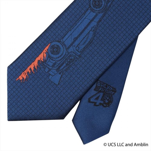 BACK TO THE FUTURE 40th Anniversary DeLorean Tie Necktie Grid Pattern Navy Japan - Picture 3 of 6