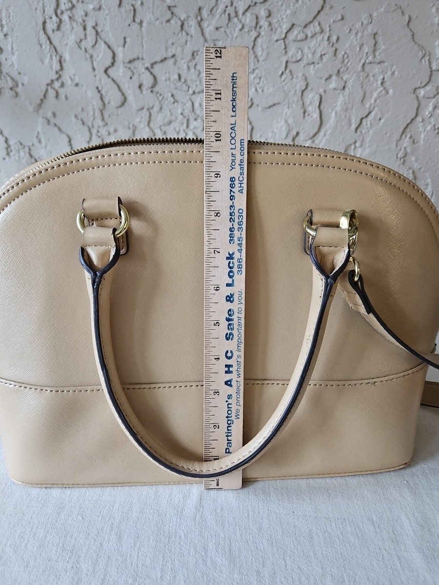 Anne Klein Faux Leather Beige Shoulder Bag Purse Tote | eBay display picture 3