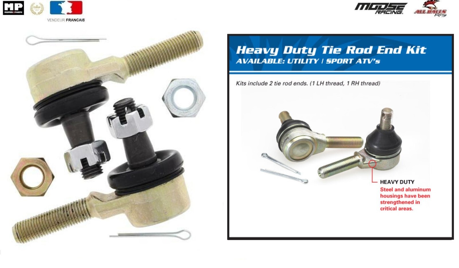 Kit biellettes de direction 51-1016 pour réparer le train de votre DVX 400