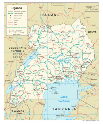 Uganda Road Highway Transportation Transport Map Country Nation Print