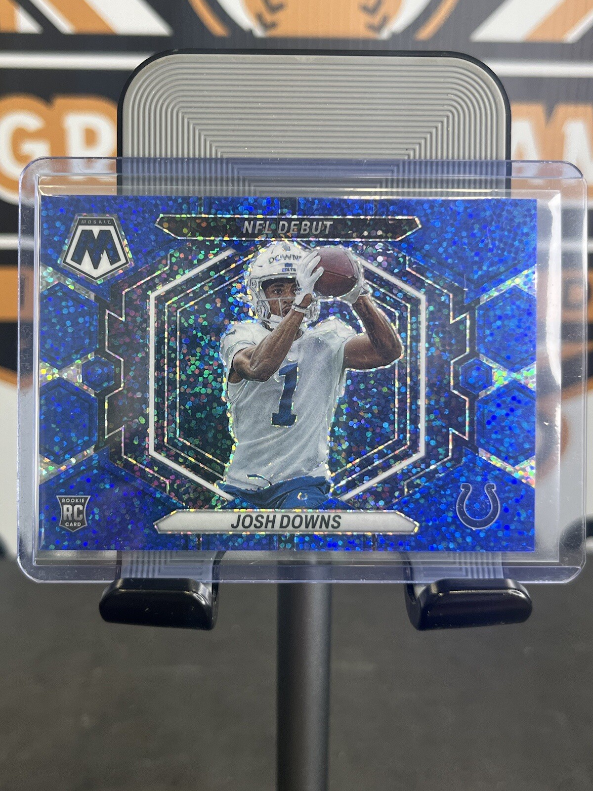 Josh Downs 2023 Panini Mosaic Blue Sparkle NFL Debut Rookie Card SP #'d 28/96