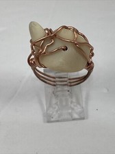 Handmade Copper Wire Wrap Coral Bead Ring Size 8 173
