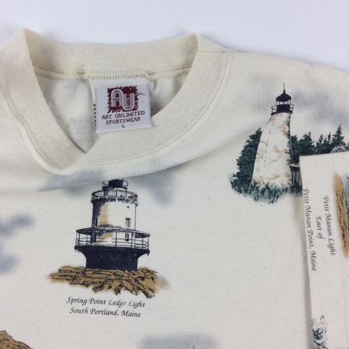 Maine All Over Lighthouse Large XL Shirt (New) Goat Curtis Franklin Island - Picture 3 of 6