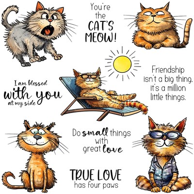 Summer Cats True Love Has Four Paws Metal Cutting Dies Clear Stamps Card Craft