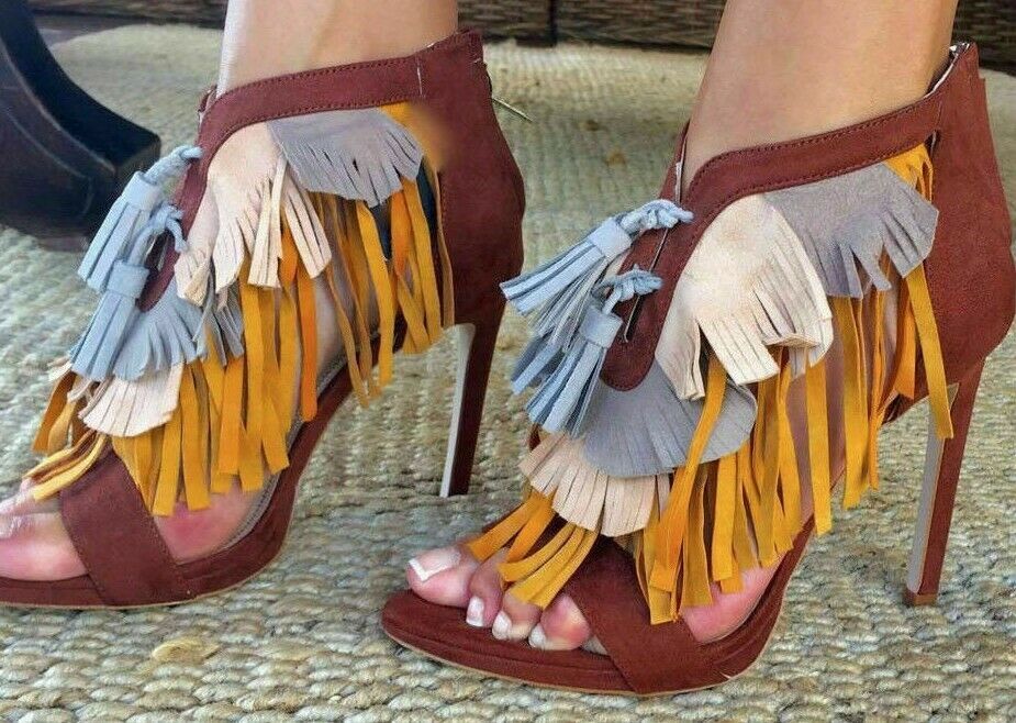 ZARA HEELS SHOES SANDALS WITH TASSEL ANKLE BOOTS ZIP EUR 36 37 OR 38