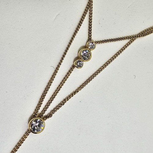 Vince Camuto Lariat Style Gold Tone Multi Strand Cubic Zirconia Necklace 20"+ - Picture 3 of 7