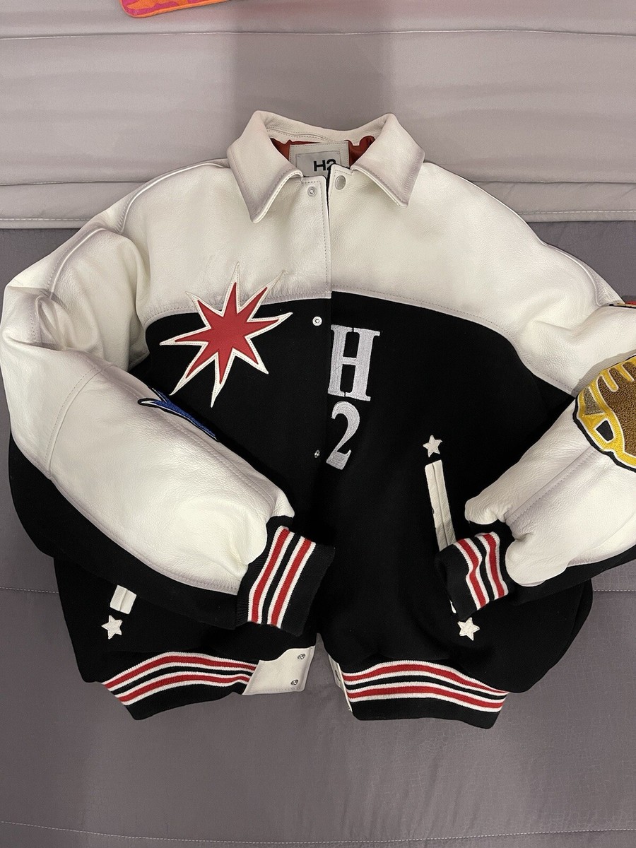 Heron Preston H2 H&M Leather Wool Baseball Jacket Rare Collab
