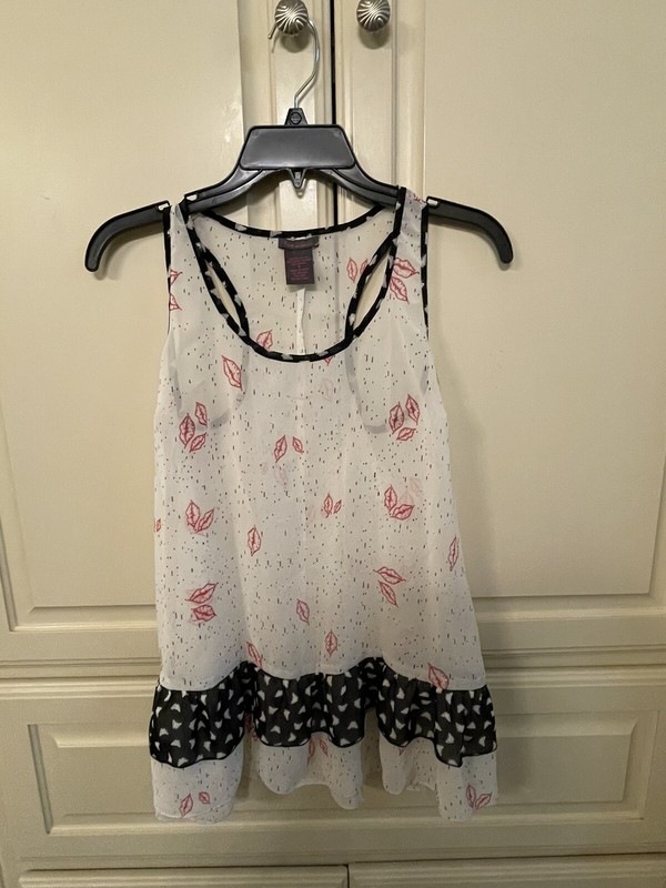 Fire Los Angeles Women’s White/Black Sleeveless sheer top - Size S