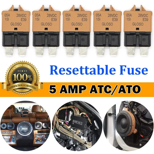 5x 5A Manual Reset ATC Circuit Breakers Resettable Blade Fuse Car Boat Marine RV