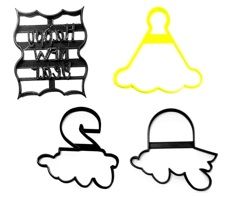 NYE HAPPY NEW YEAR PARTY HAT NUMBERS YEAR SET OF 4 COOKIE CUTTER USA PR1408
