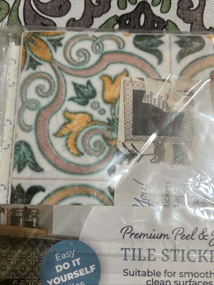 MI ALMA 24 adesivos de azulejo estilo boho amarelo e verde NOVO 6X6 polegadas - Imagem 2 de 4