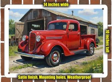 Metal Sign - 1938 Dodge Pickup Truck Oil Painting - 14x10 Metal Sign - 1938 Dodge Pickup Truck Oil Painting - 14x10