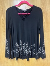 Karen Kane Black Gold 3/4 Sleeve Stretch Knit Tunic L. 10 12