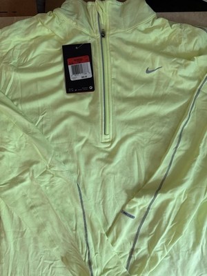 Nike Dri-FIT 1/4 Zip Mock Neck Long Sleeve Stretch Pullover Yellow L