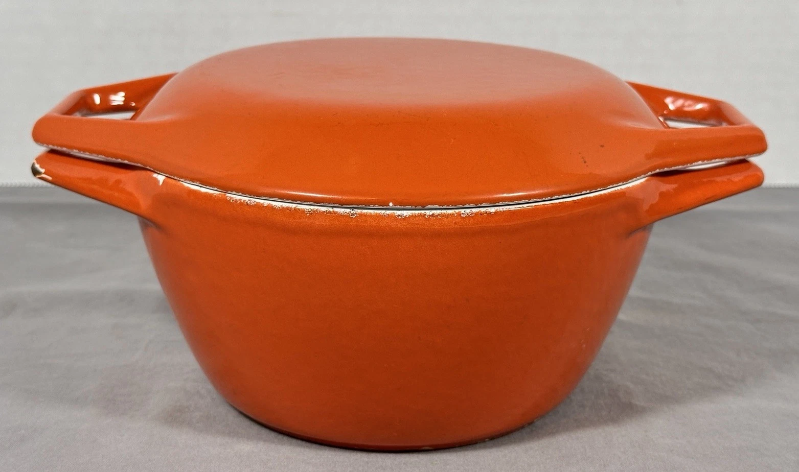 Copco Denmark Orange Vintage Enamel Cast Iron Dutch Oven Casserole D1