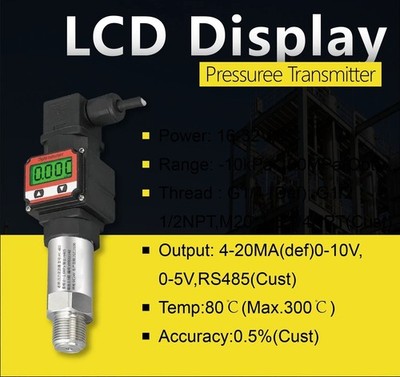 Pressure Transmitter LCD Digital Sensor 4-20mA 0-5V RS485 Oil Water Gas HTP-400