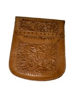 Vintage Leather Pouch Hand Tooled Laced Edge Western