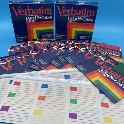Vintage Verbatim DataLife Colors 5.25'' Floppy Disks 2 Packs MD2-HD W/labels