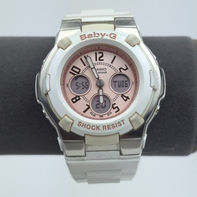 Casio Baby G 5001 Womens White Pink Rose Athletic Shock Resist Watch BGA-110