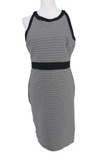 Ann Taylor Midi Dress Women 10 Navy Stripe Sleeveless Nautical Casual Career New