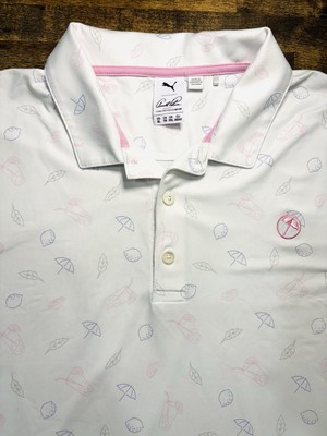 Puma Arnold Palmer Polo Golf Shirt Men XL White Lemonade Tea