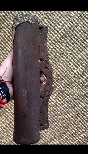 Vintage MASSIM Finger Drum Papua, New Guinea of Wood & Lizard