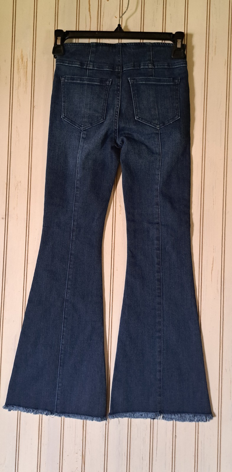 Chelsea & Violet Pull On Flared Jeans Girls Blue Denim Floral Embroidered Sz 5