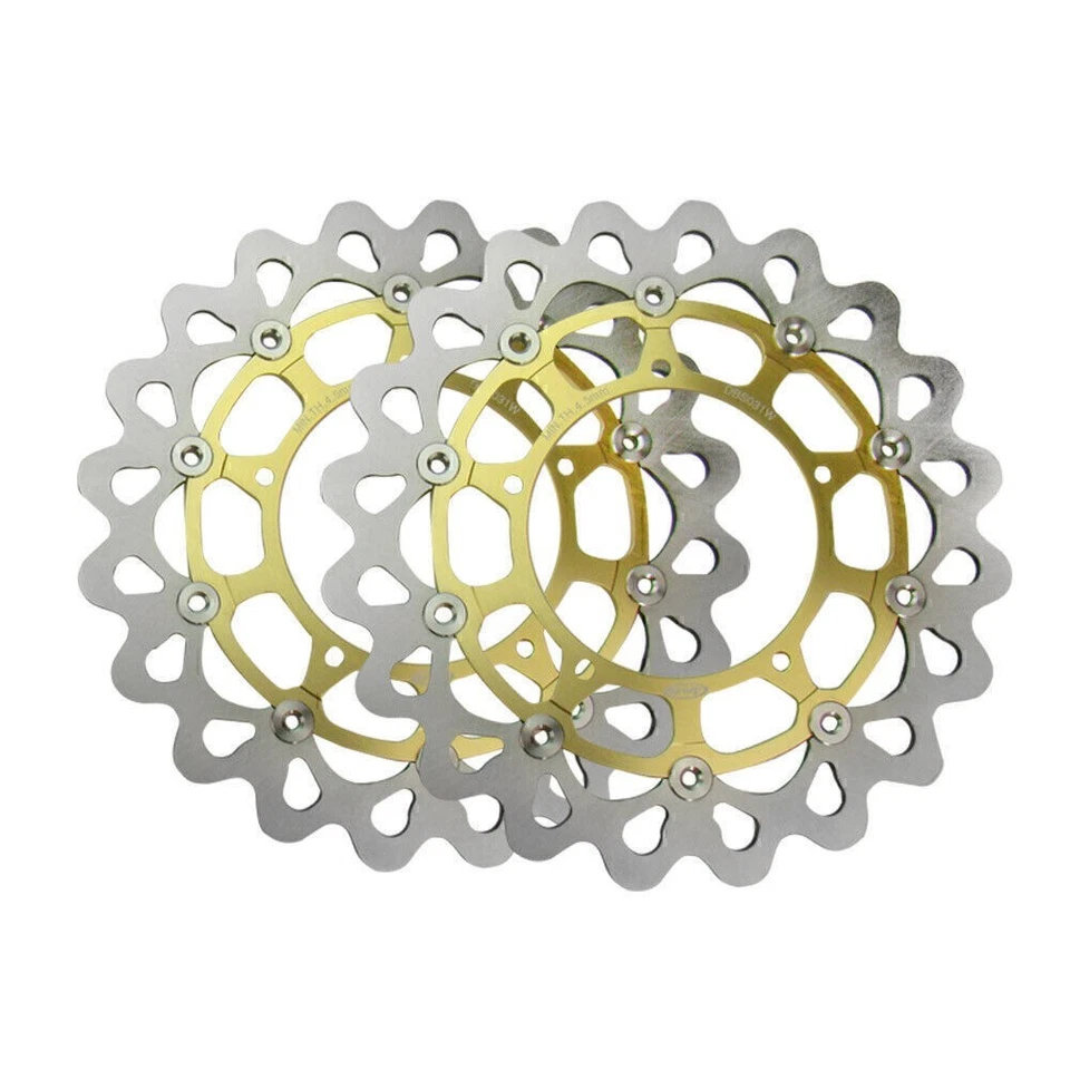 Front Brake Disc Rotors Fit YAMAHA YZF R1 04-06 FZ1 06-14 FZ1 FAZER ABS 07 Gold - Image 2 of 4