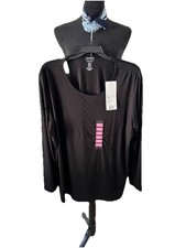 JONES NEW YORK SIGNATURE POPOVER SCOOP NECK TOP Black XXL New With Tag