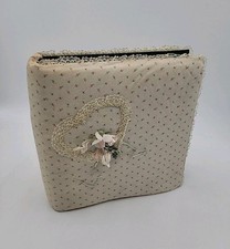 VTG Handmade Fabric Lace Padded Floral Photo Album Book 1980's Cottage 5 Sheets