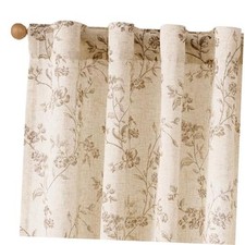 Taupe Floral Linen Curtains 84 Inch 38"W x 84"L Pack of 2 Elisa Taupe