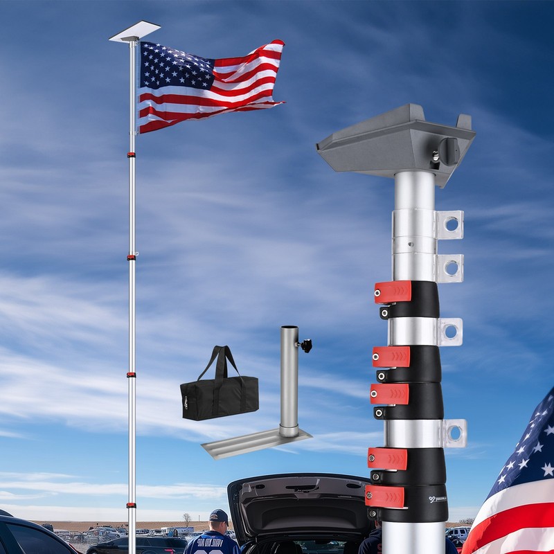Yescom 25Ft Starlink Mini Telescopic Flagpole Mount Kit Pipe Adapter Tire Mount