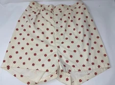 1950s Red Ivory Swim Trunks Bathing Suit Nautical Boat Wheel Cotton Shorts Med