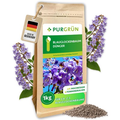 Purgrün Blauglockenbaum Dünger, NPK 5+4+6, Magnesium, 1 kg