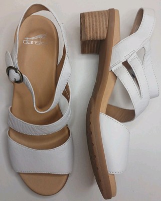 DANSKO Sandal Sz 10.5 Tansy Strappy White Nappa Leather Comfort Memory Foam $149