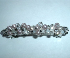 PEARL CRYSTAL RHINESTONE 3" HAIR BARRETTE NWT