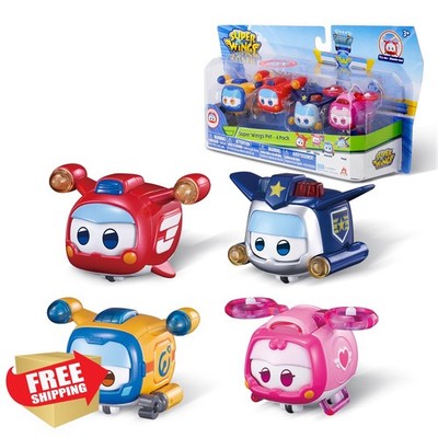 Super Wings 4 PCS Pet Sets Glow Face-Changing Jett Donnie