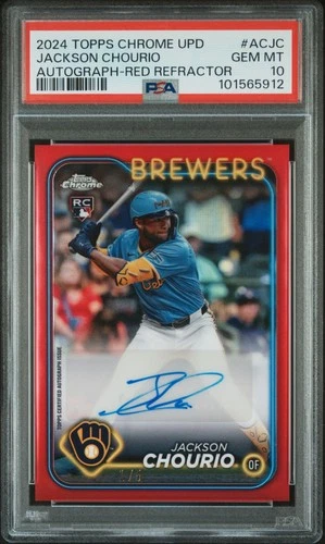 2024 TOPPS CHROME UPDATE CHROME BB UPDATE SER AUTOS JACKSON CHOURIO 1/5 PSA 10