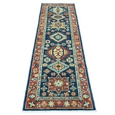 2'7"x8' Yale Blue Peshawar Karjihooz Design Wool Hand Knotted Runner Rug R20819