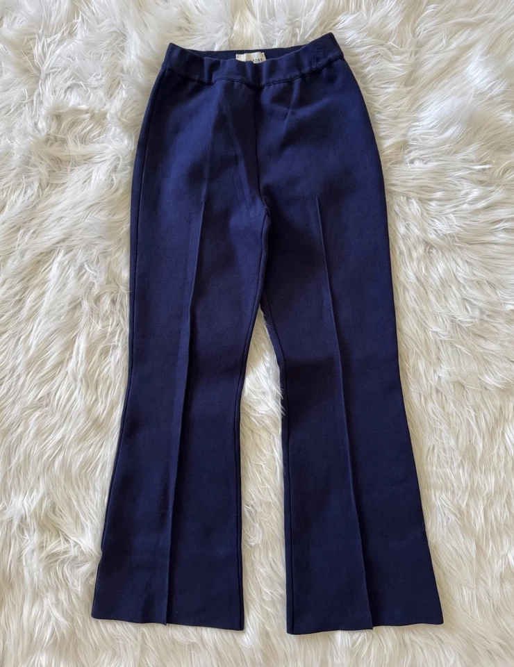 Pantalones acampanados de algodón elástico recortados High Sport azul marino pequeños