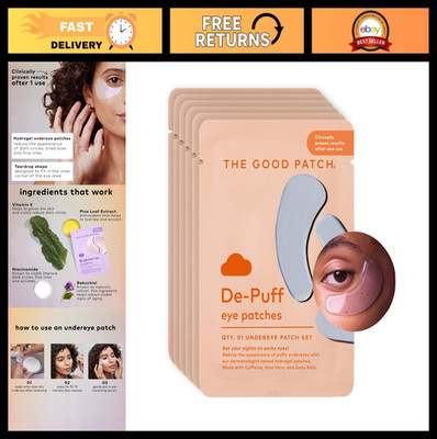 Cooling Hydrogel Under Eye Patches - De-Puff, Reduce Bags, Caffeine & Aloe, 6 Se
