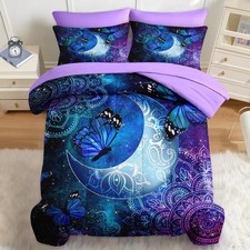 7 Pcs Comforter Set Full Size, Dream Butterflies Floral Bedding Set for Kids ...