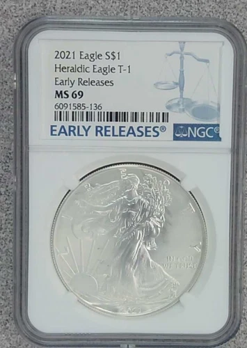 2021 Type 1 BU 1 oz. .999 American Silver Eagle NGC MS69 (136)
