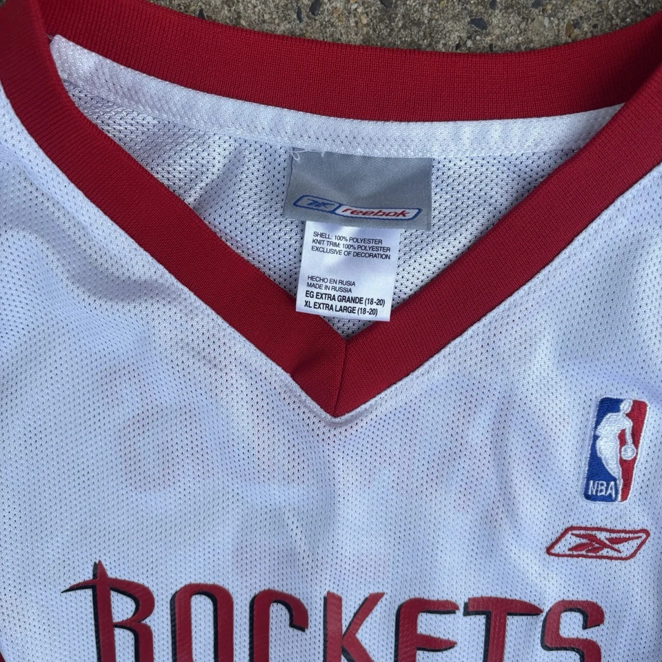 Camiseta de baloncesto blanca y roja Y2K Reebok Rockets NBA Talla: XL Foto 3 de 4