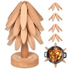 Trivets for Hot Dishes,Tree Shape Trivet Set,5 Wooden Trivets + 1 Stand, Heat...