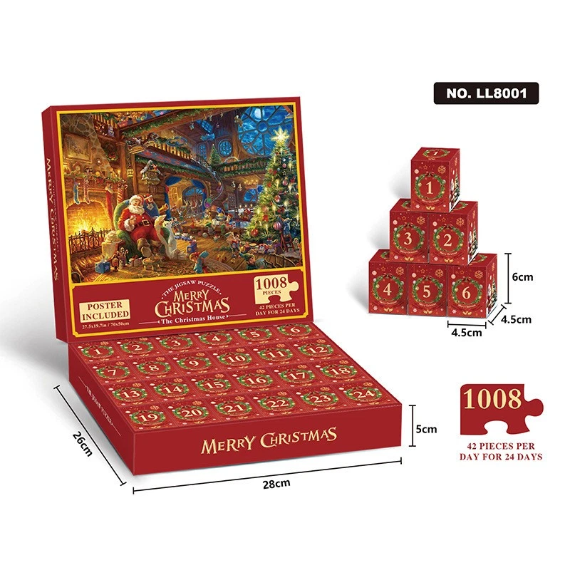 New 24 Boxes Christmas Advent Calendar Puzzle Gift Set for Kids & Holiday Fun - Image 2 of 4
