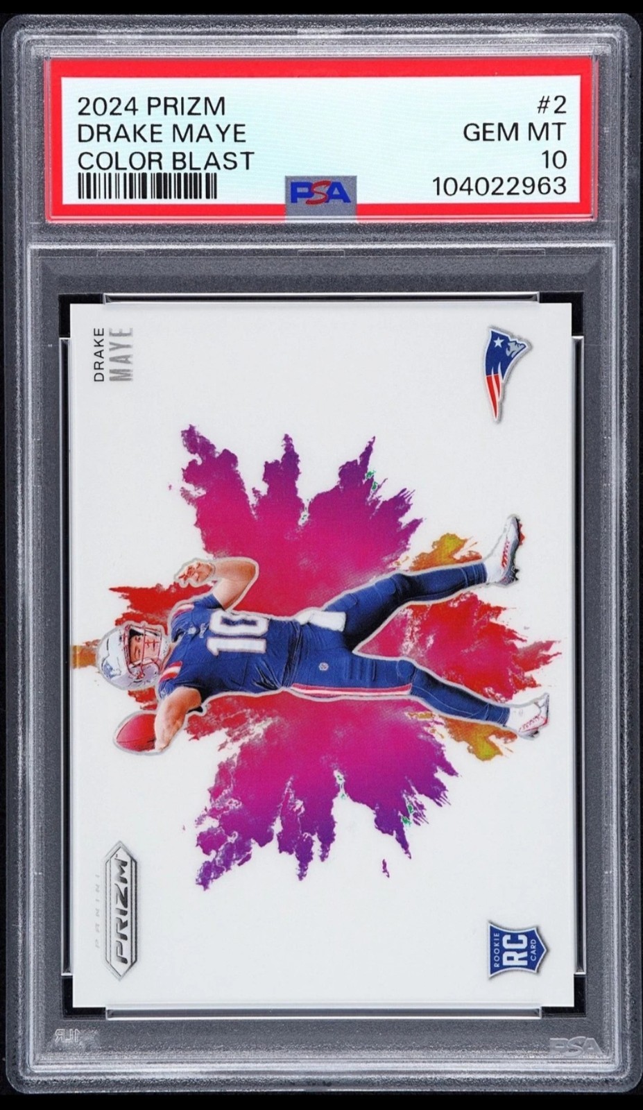 Drake Maye Panini Prizm Color Blast #2 Base